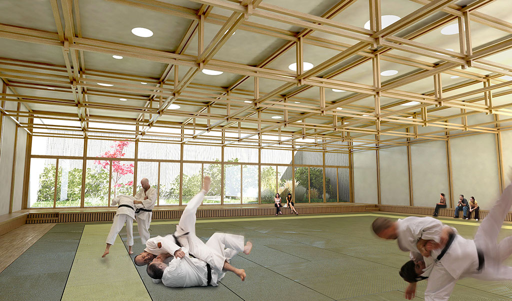 Dojo : salle d'arts martiaux en ossature bois
