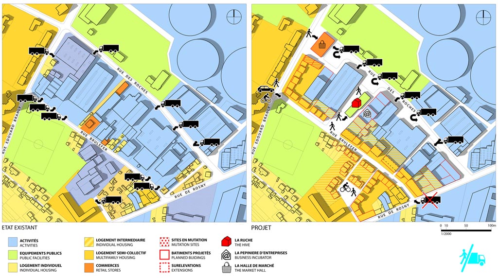 Plan de renouvellement urbain du quartier rue des Roches/ rue Brulefer  Montreuil